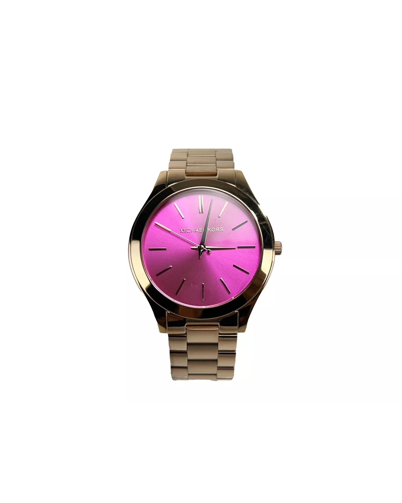 Michael Kors Unisex's Slim Runway Stainless Steel Watch MK3291 Pink Silver - One Size