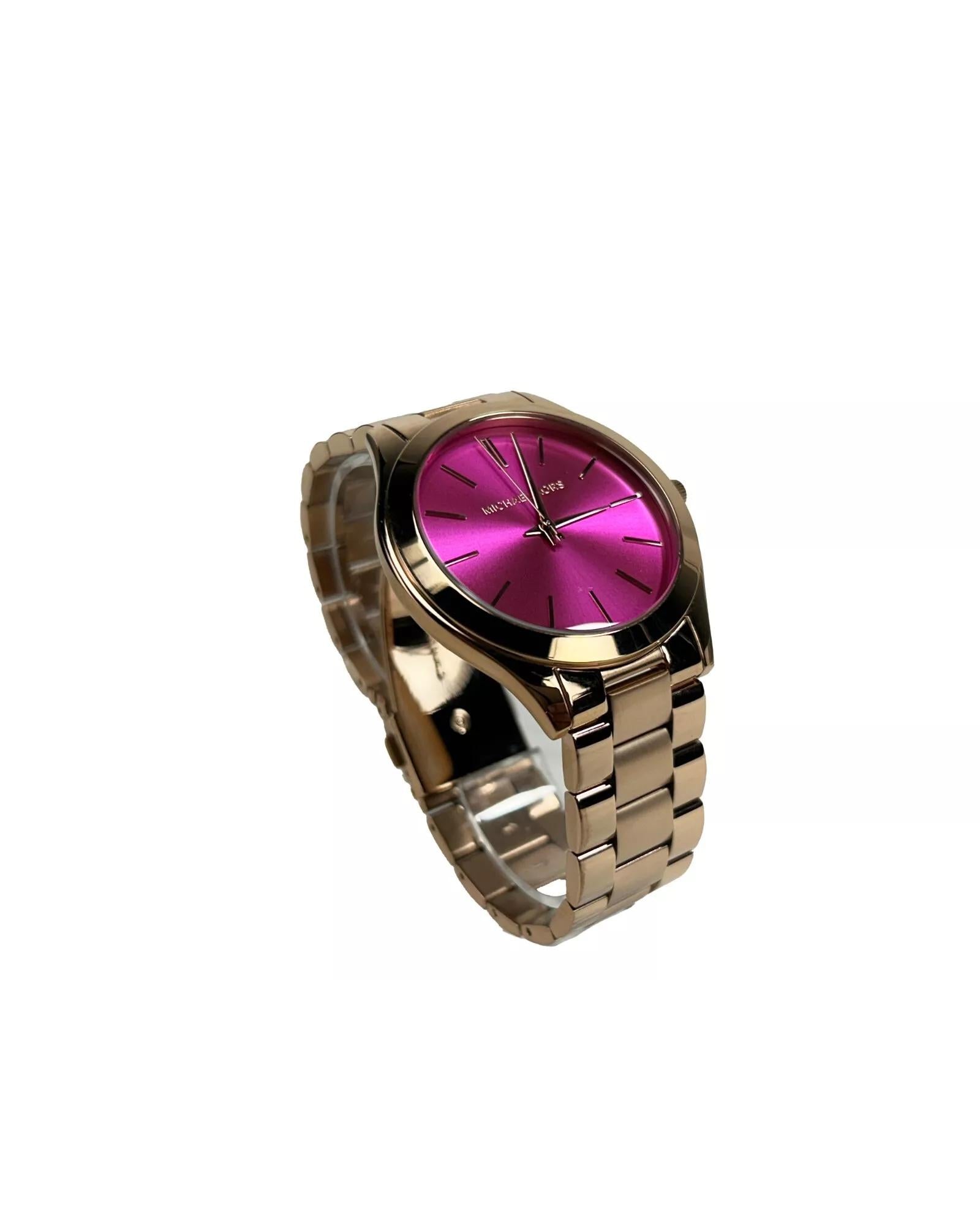 Michael Kors Unisex's Slim Runway Stainless Steel Watch MK3291 Pink Silver - One Size