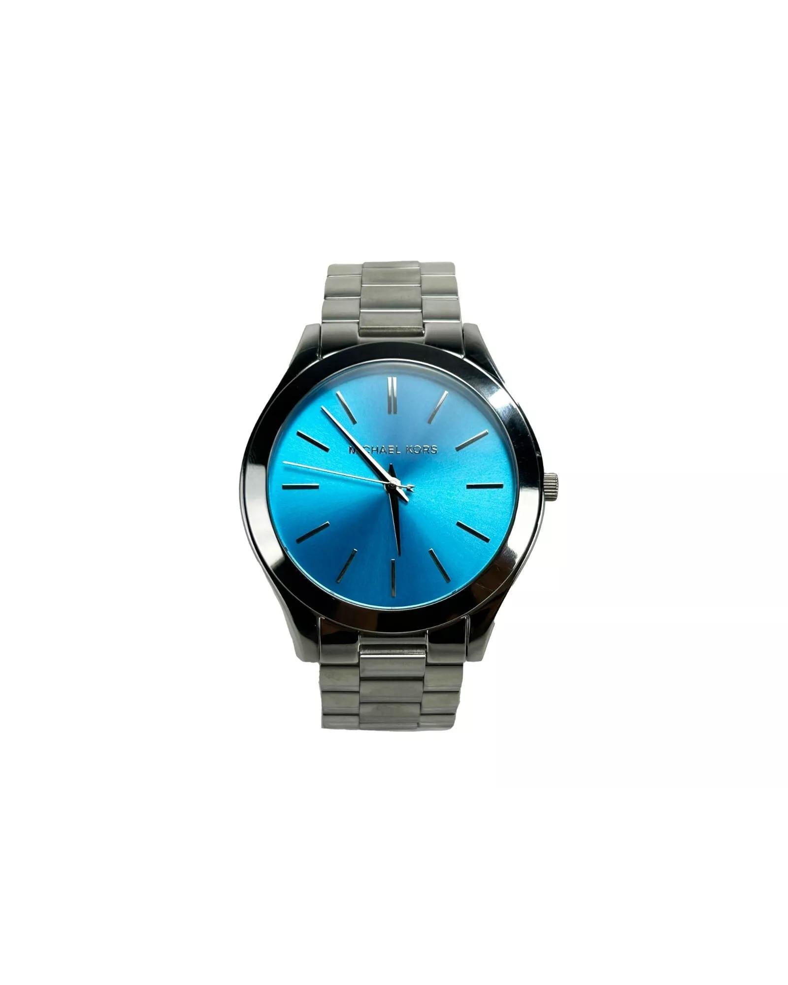 Michael Kors Unisex's Slim Runway Stainless Steel Watch Blue Silver MK3292 - One Size