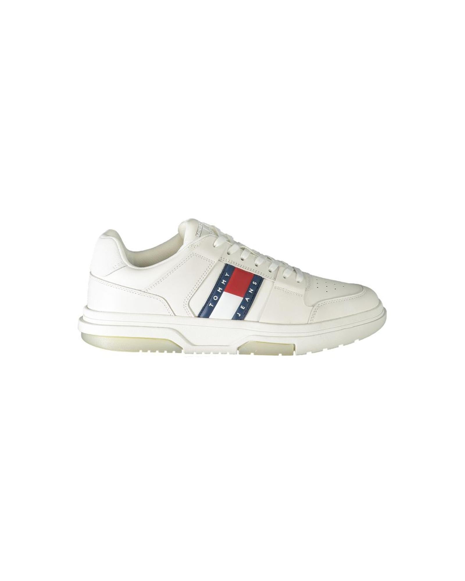 Tommy Hilfiger Men's White Leather  Sneaker - 44 EU