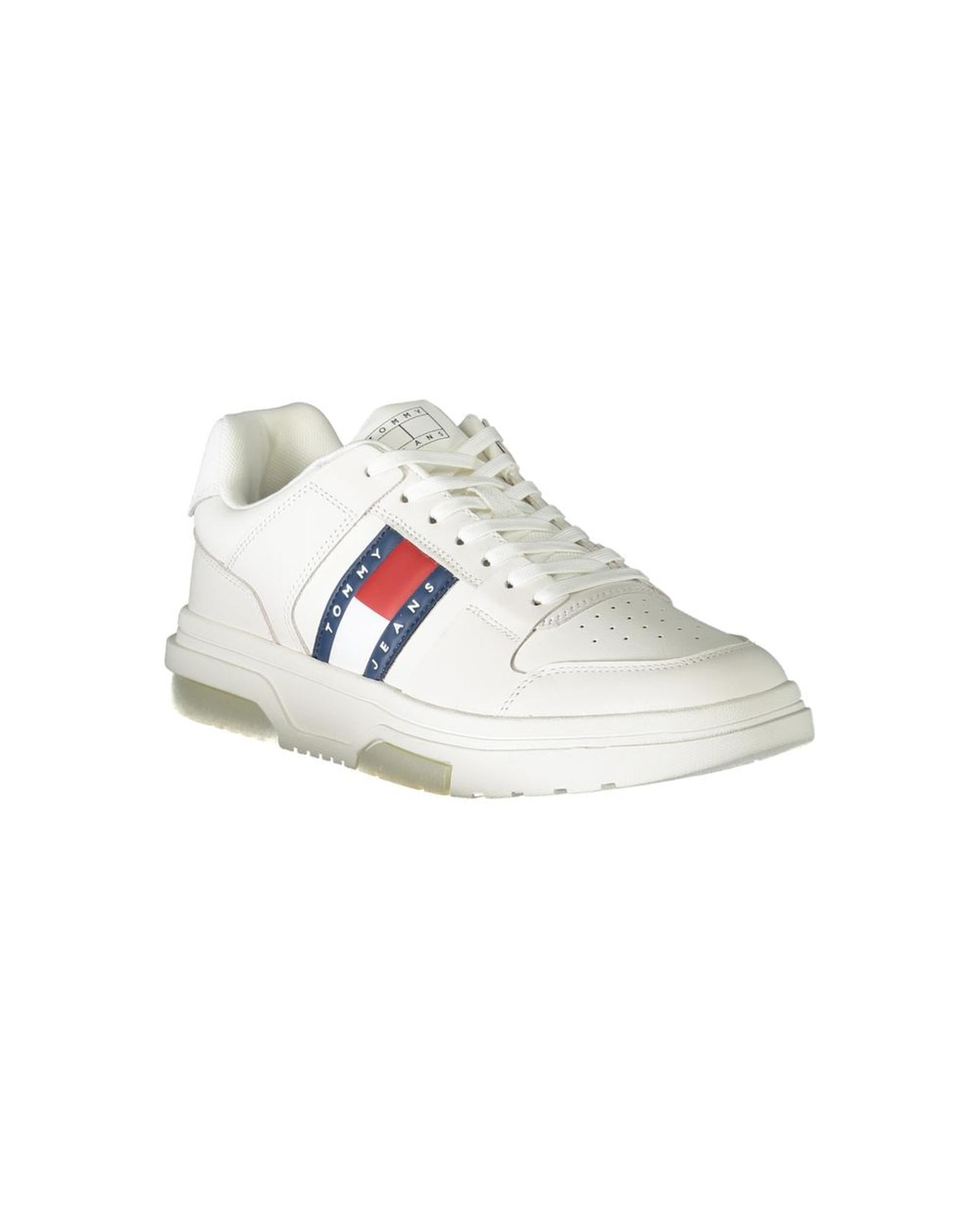 Tommy Hilfiger Men's White Leather  Sneaker - 44 EU