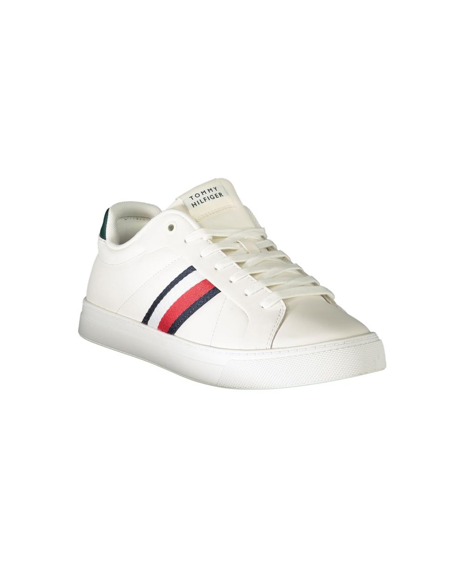 Tommy Hilfiger Men's White Leather  Sneaker - 44 EU