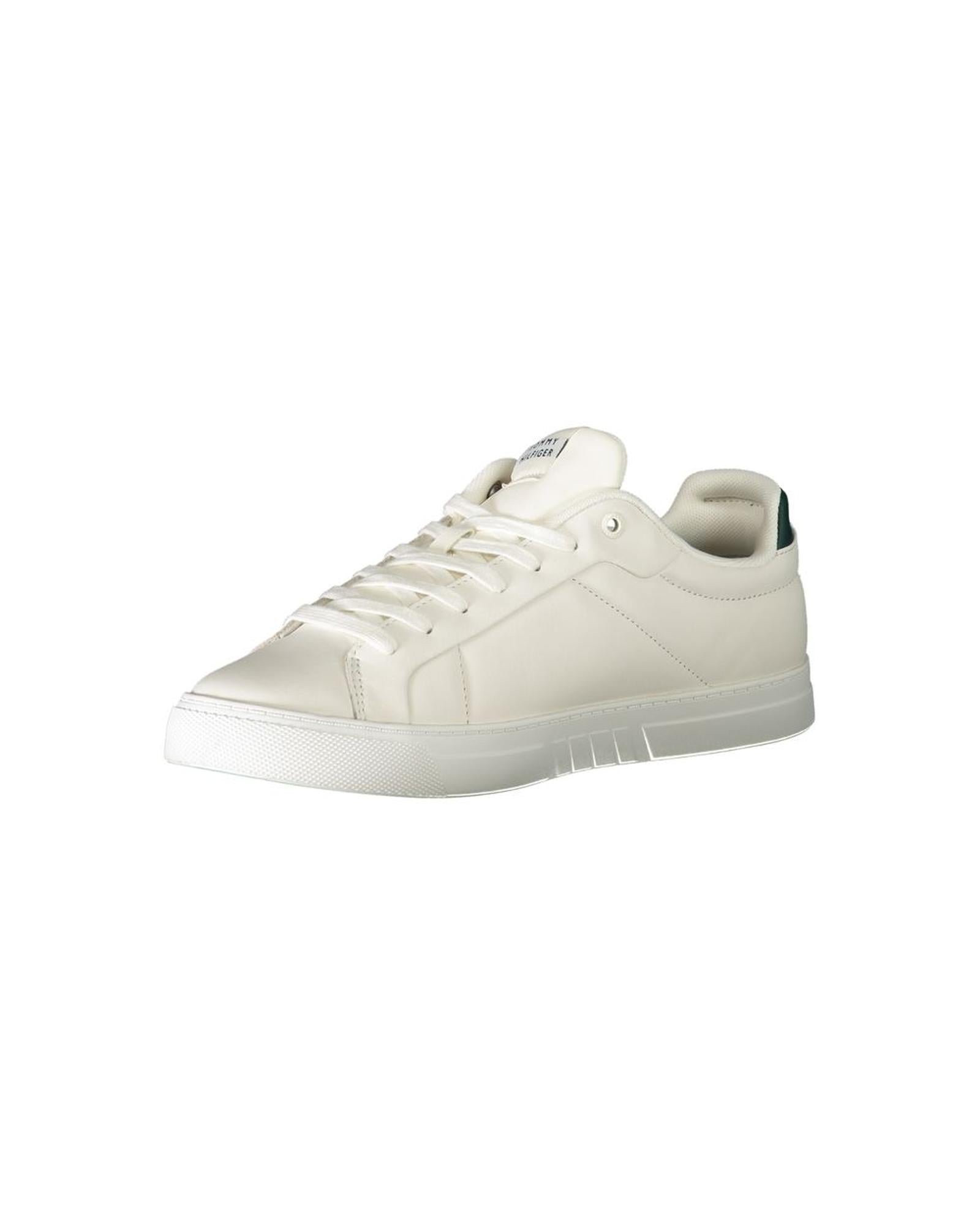 Tommy Hilfiger Men's White Leather  Sneaker - 44 EU