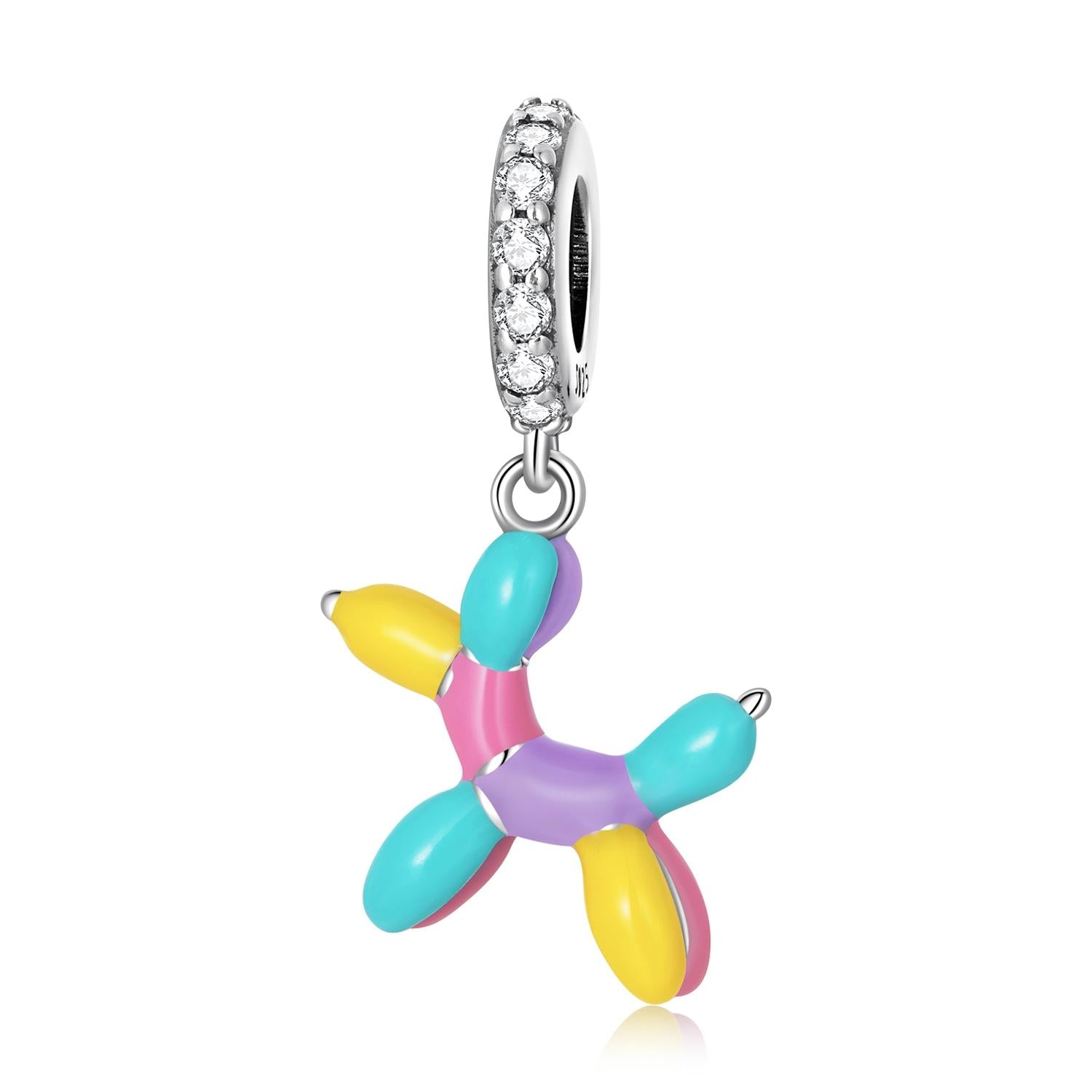 925 Sterling Silver Balloon Puppy Pendant For Bracelets & Necklaces