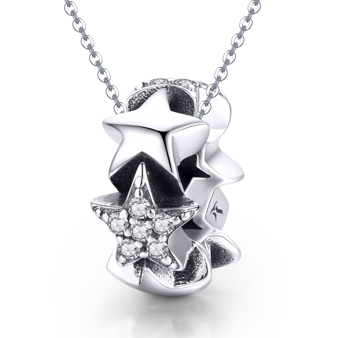 925 Sterling Silver Zircon Inlaid Star Necklace / Bracelet Pendant