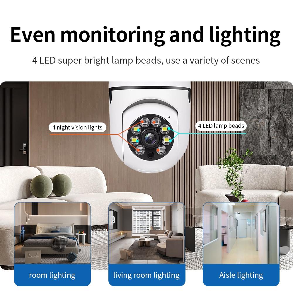 Smart Wifi Light Bulb Camera With Hd 2Mp Resolution Motion Detection Two-Way Audio Night Vision And 32G Tf Card