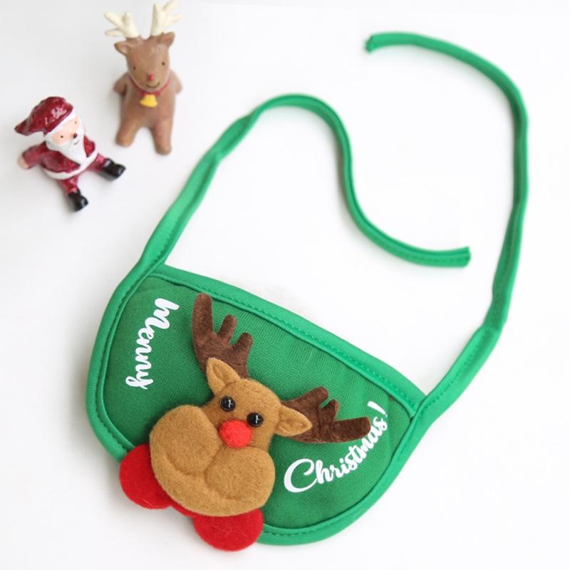 Pet Christmas Hat Saliva Festive Dressing Supplies Bibs Green