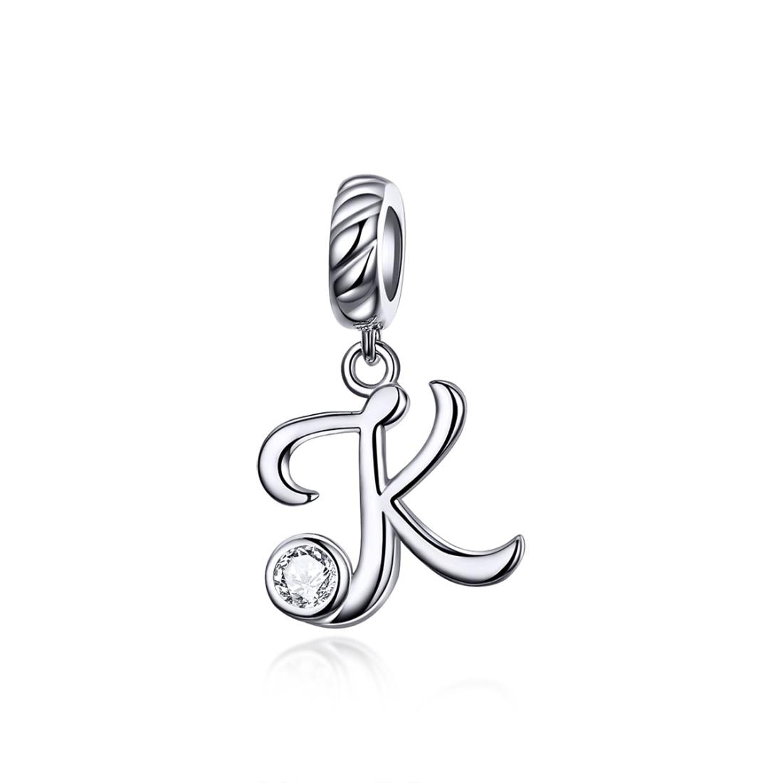 925 Sterling Silver 26 English Letter Pendant For Diy Bracelet Or Necklace Style - K