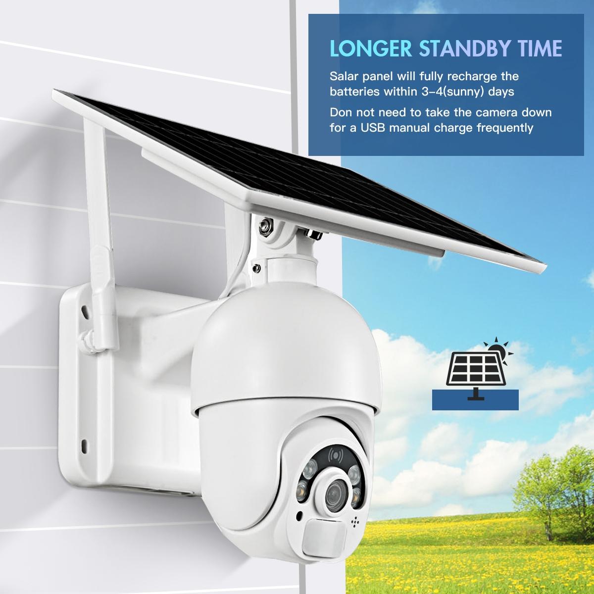 Solar-Powered Wifi Camera With 1080P Hd Pir Alarm Night Vision And Two-Way Audio