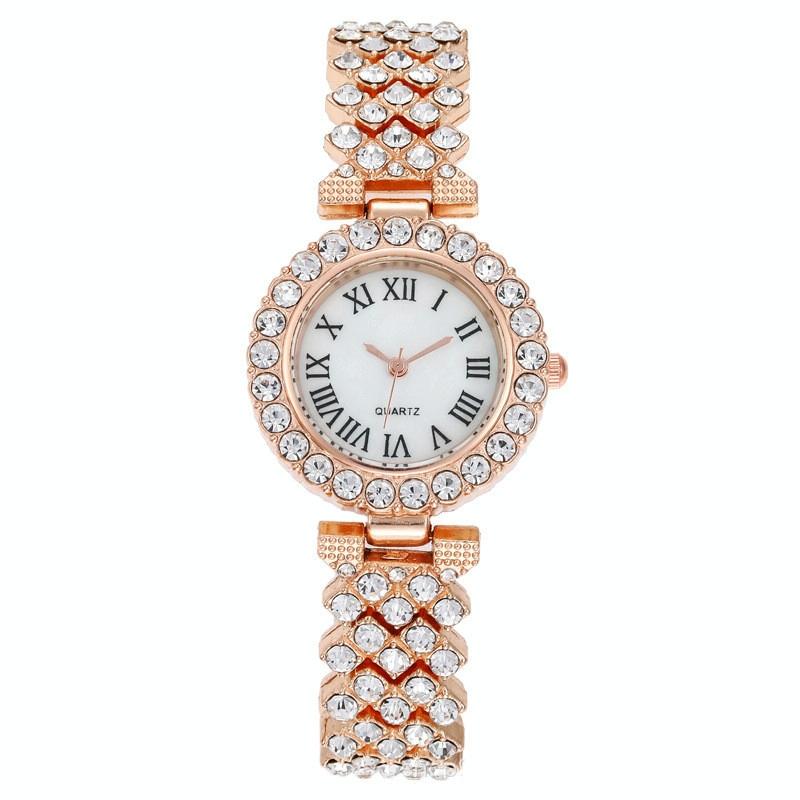 Rose Gold Roman Diamond Women Quartz Watch