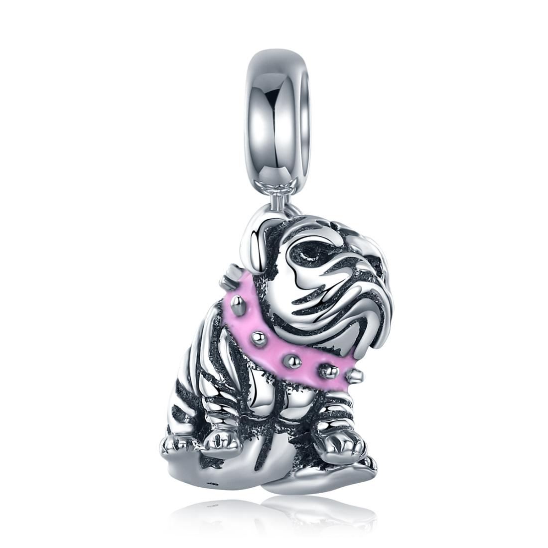 925 Sterling Silver Bulldog Beaded Charm Bracelet
