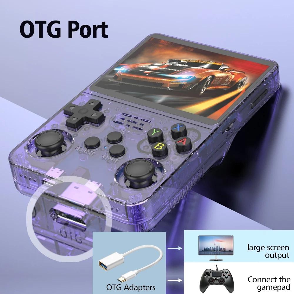 Retro Handheld Game Console With 3.5-Inch Ips Screen - Portable Video Player 128G In Gray Transparent - 128G Purple Transparent