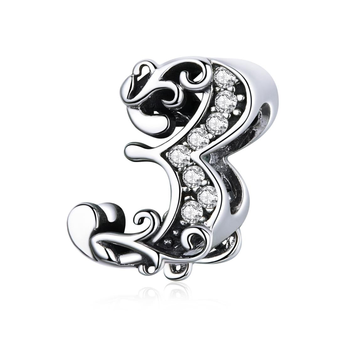 925 Sterling Silver Relief Number Series 0 9 Beads For Diy Bracelets And Necklaces Style - 3