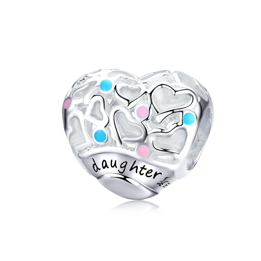 925 Sterling Silver Love Heart Beaded Bracelet Charms