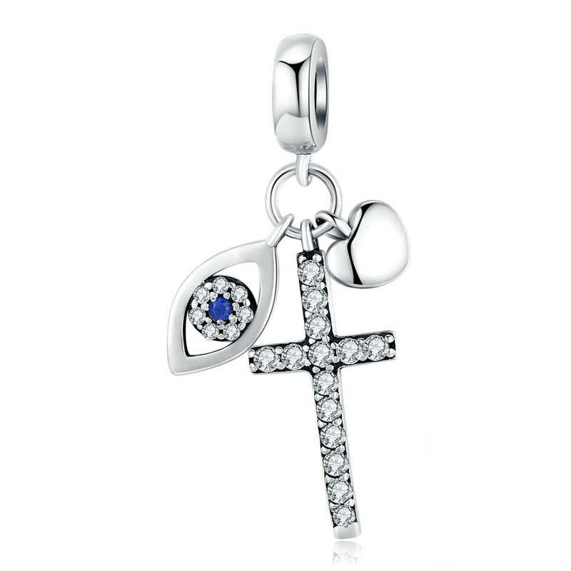 925 Sterling Silver Cross Charm For Diy Bracelets