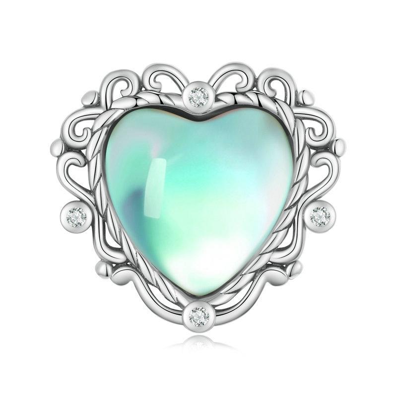 925 Sterling Silver Fresh Natural Heart Pendant For Diy Bracelet Style - Heart-Shaped