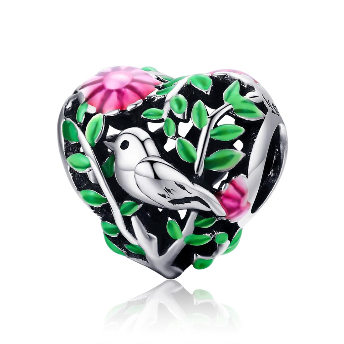 925 Sterling Silver Bird Charm Bead For Bracelets & Necklaces