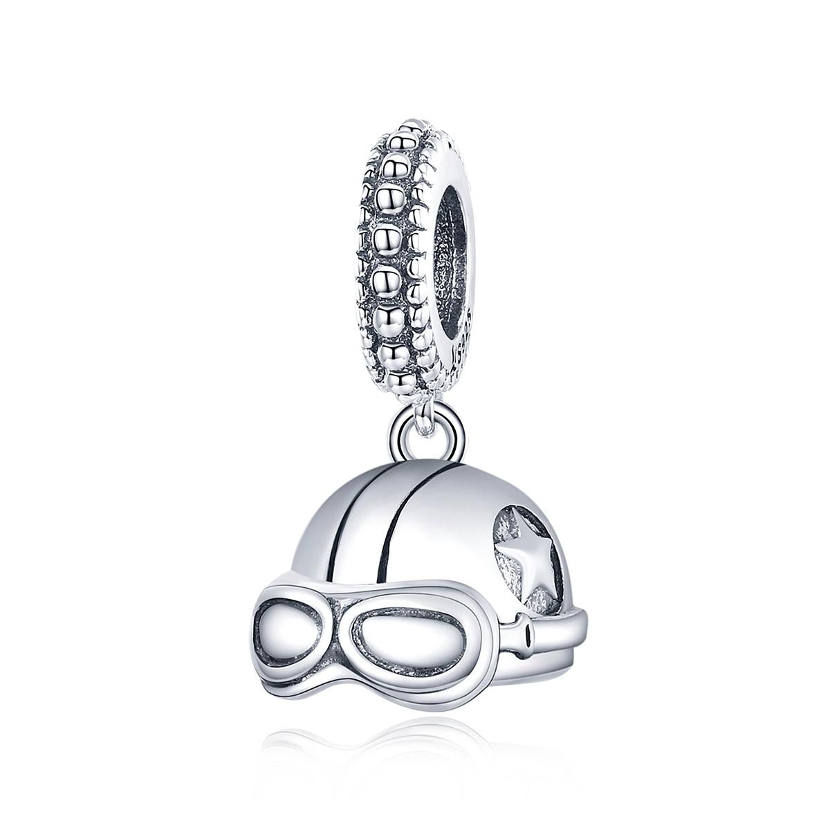 925 Sterling Silver Retro Helmet Pendant For Diy Bracelets & Necklaces