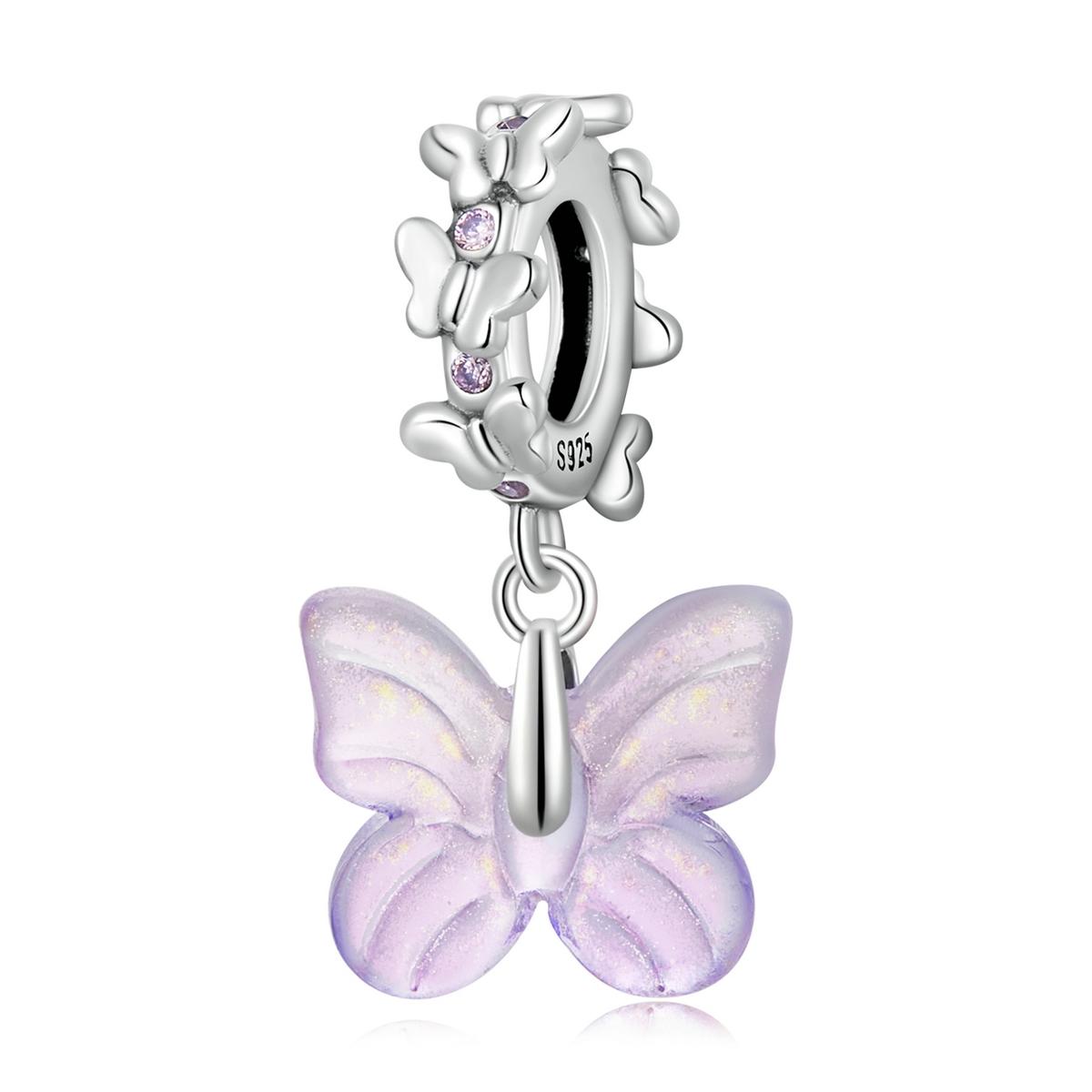 925 Sterling Silver Glazed Butterfly Pendant For Diy Bracelets & Necklaces