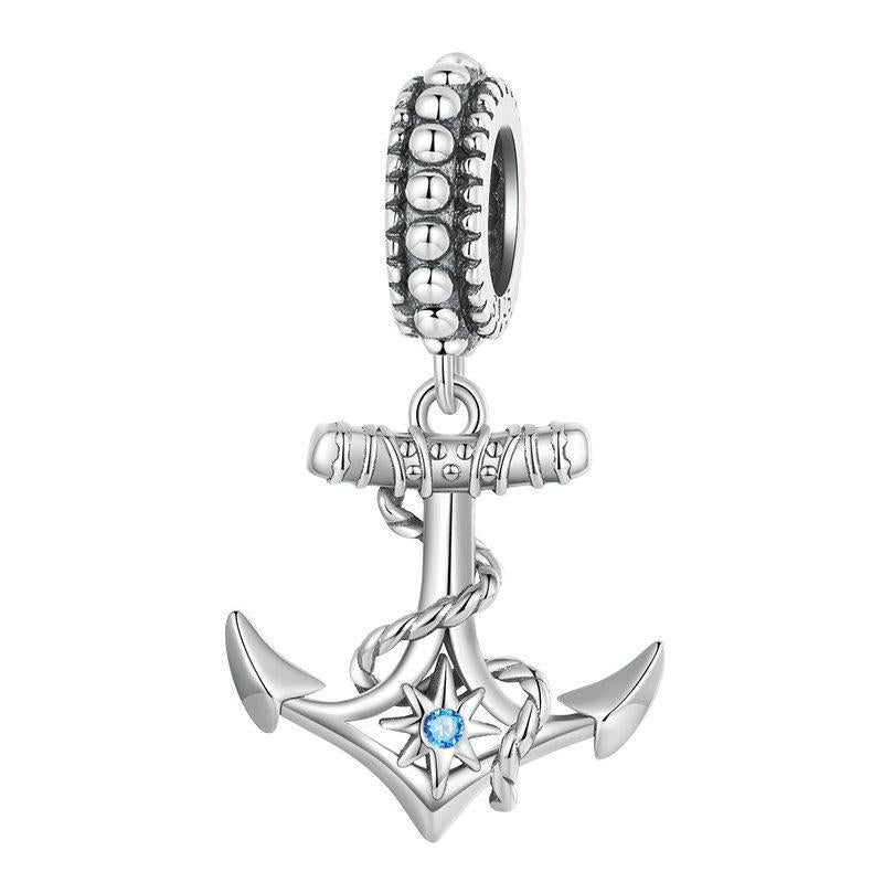 925 Sterling Silver Anchor Pendant Bracelet Beads