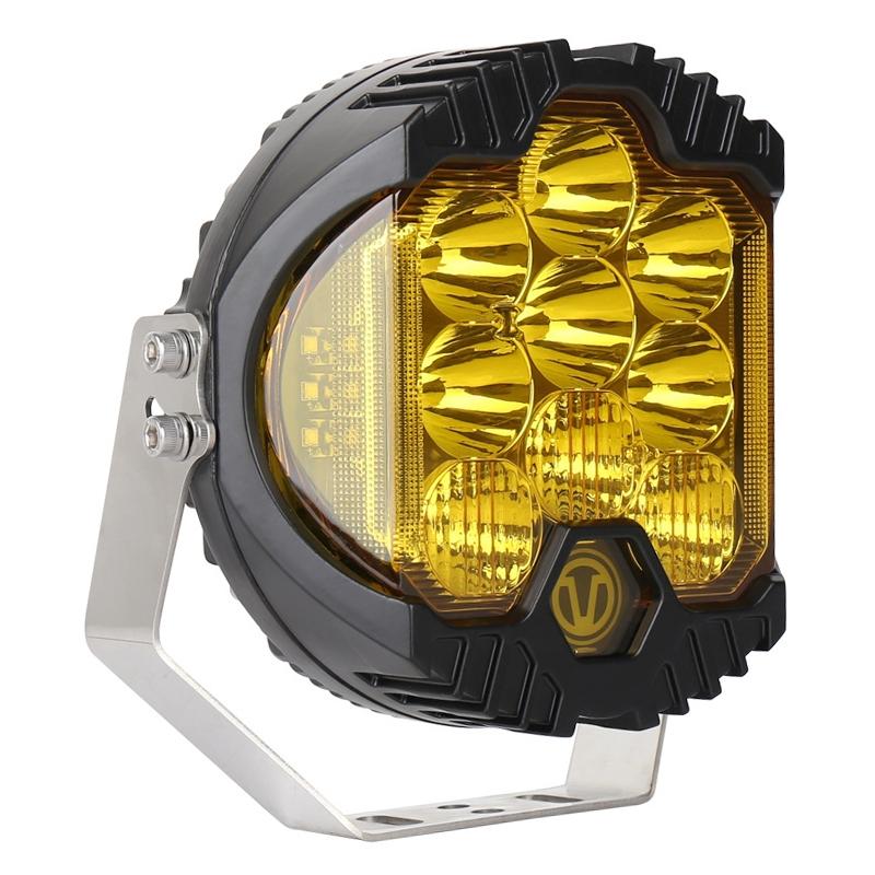 7 Inch Dc12V - 30V 8000Lm 6500K 90W Car Led Light On Three Sides Headlight For Jeep Wrangler Gold Light