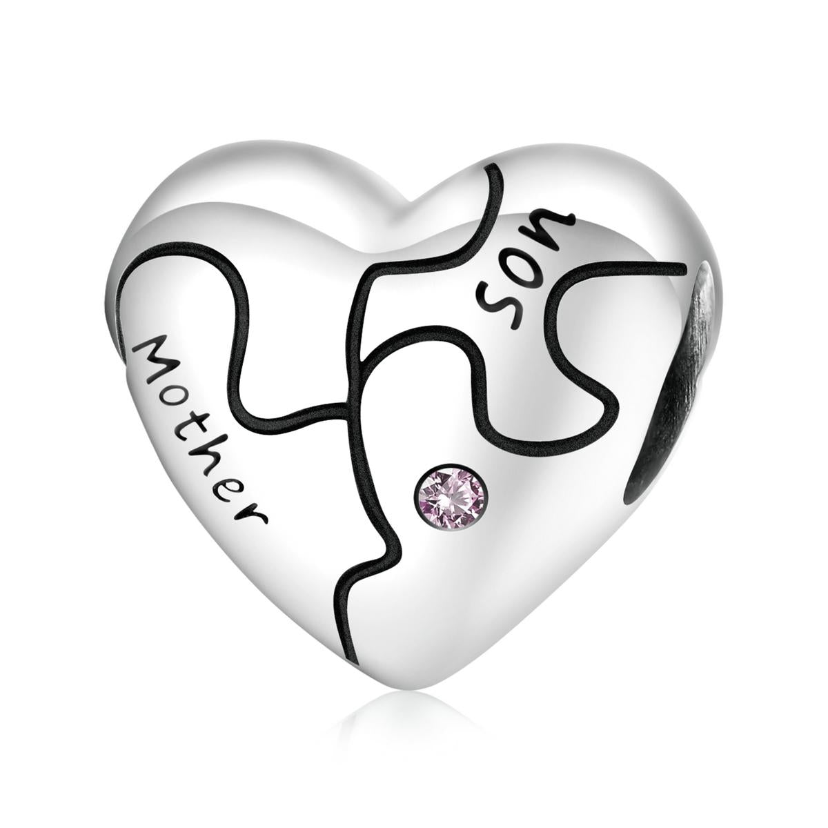 925 Sterling Silver Diy Heart Puzzle Beads For Bracelet / Necklace