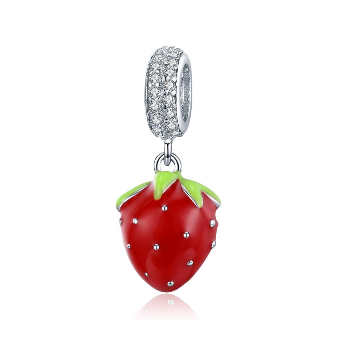 925 Sterling Silver Beaded Strawberry Pendant For Diy Bracelets