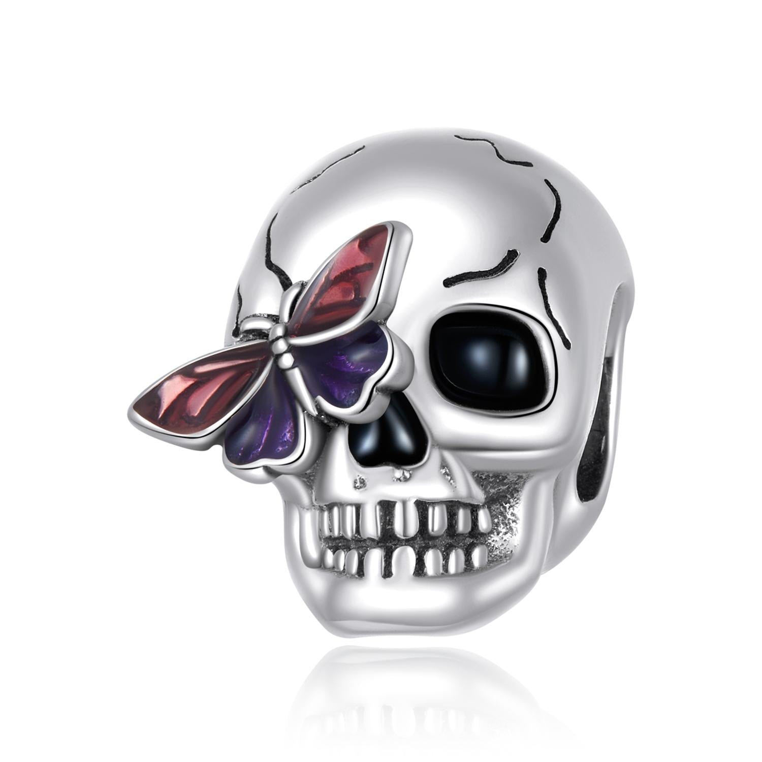 925 Sterling Silver Retro Skull Beads For Diy Bracelets & Necklaces
