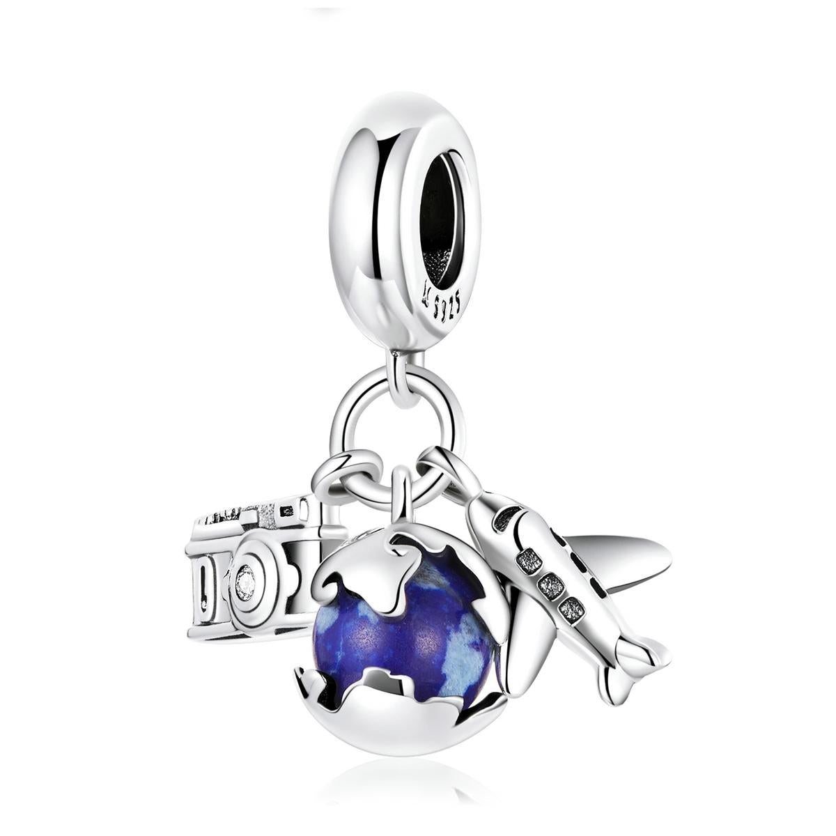 925 Sterling Silver Blue Zircon Aircraft Pendant For Diy Bracelets & Necklaces