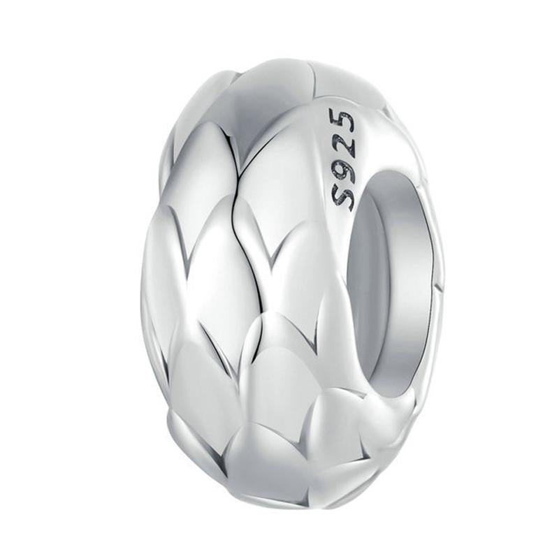 925 Sterling Silver Feather Textured Spacer Bead Bracelet / Necklace Set