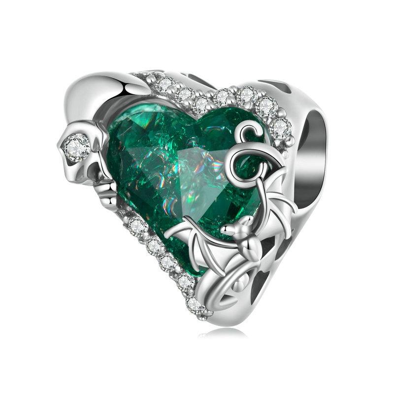 925 Sterling Silver Retro Heart Shaped Beads In