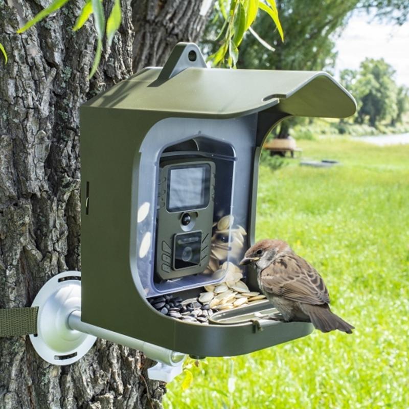 Outdoor Bird Watching Camera with Motion Sensor - Army Green Feeder