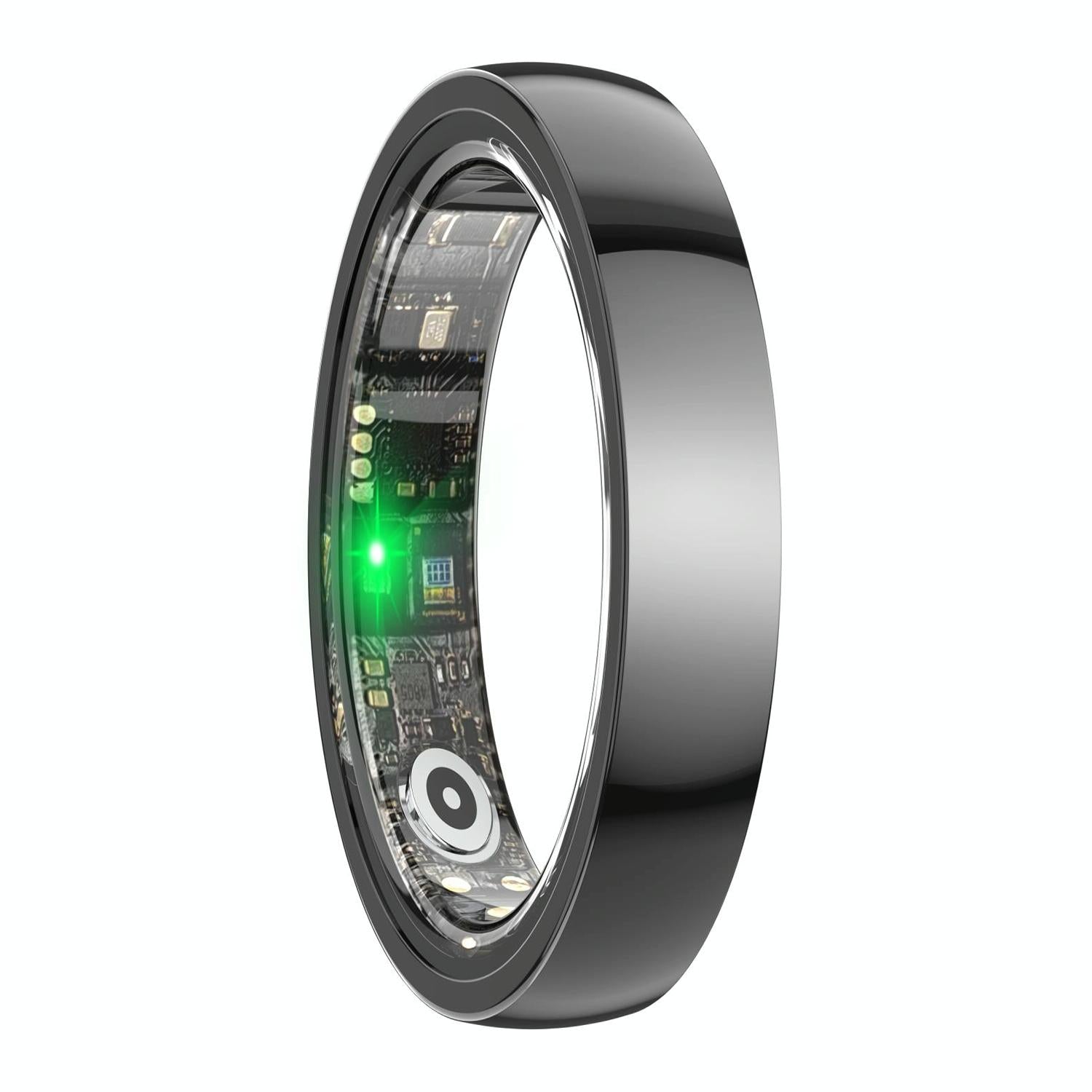 Smart Ring With Heart Rate Blood Oxygen Sleep & Sports Modes - Size 7 - Black
