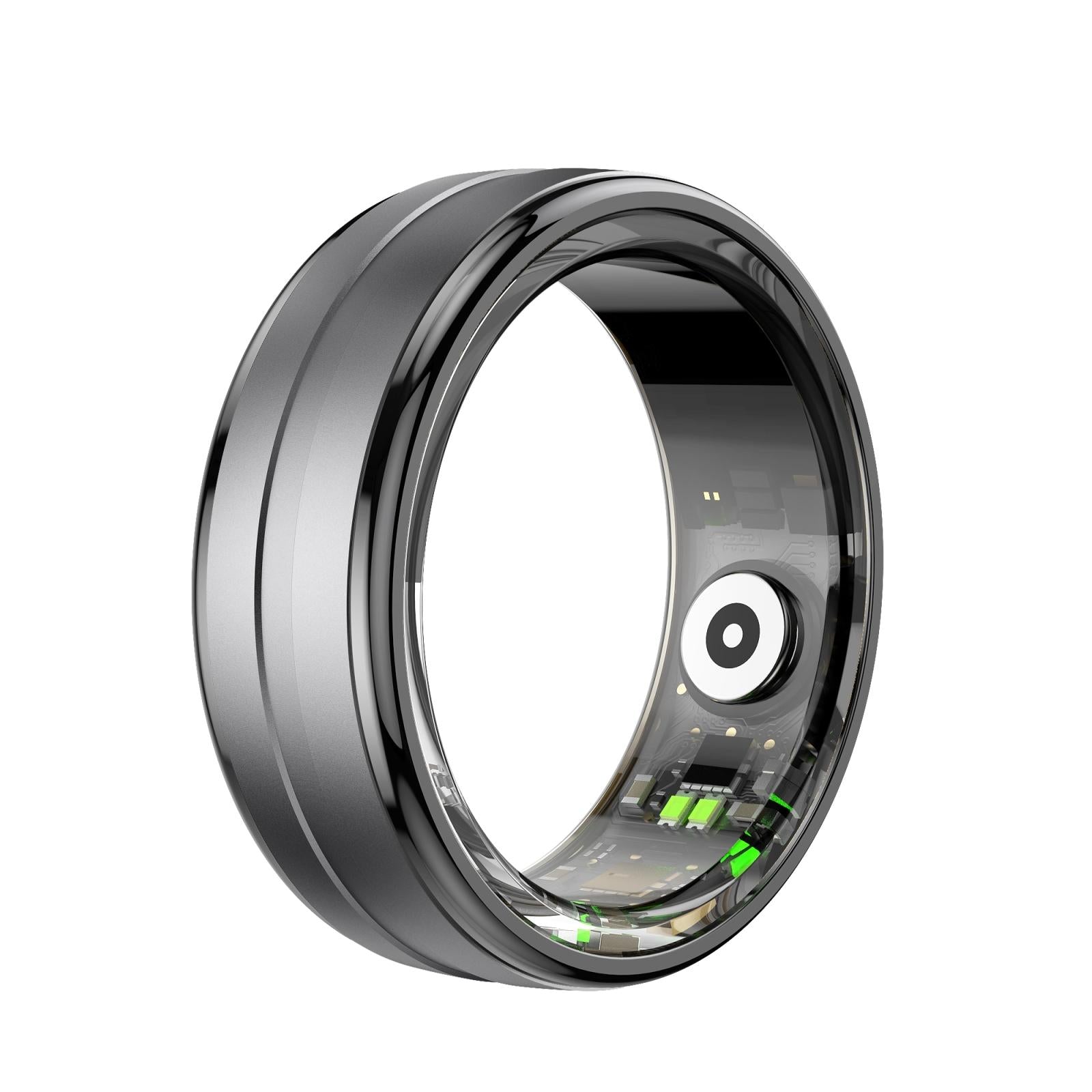 Smart Ring With Heart Rate Blood Oxygen Sleep Monitoring & Sports Modes - Size 9 - Black