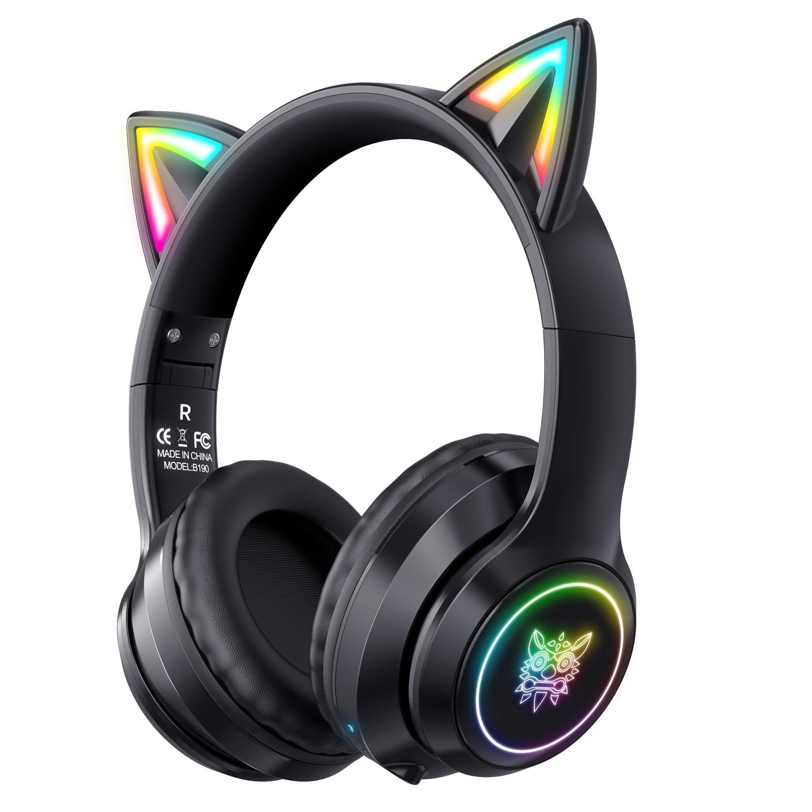 Wireless Bluetooth Headphones With Rgb Lighting - Black