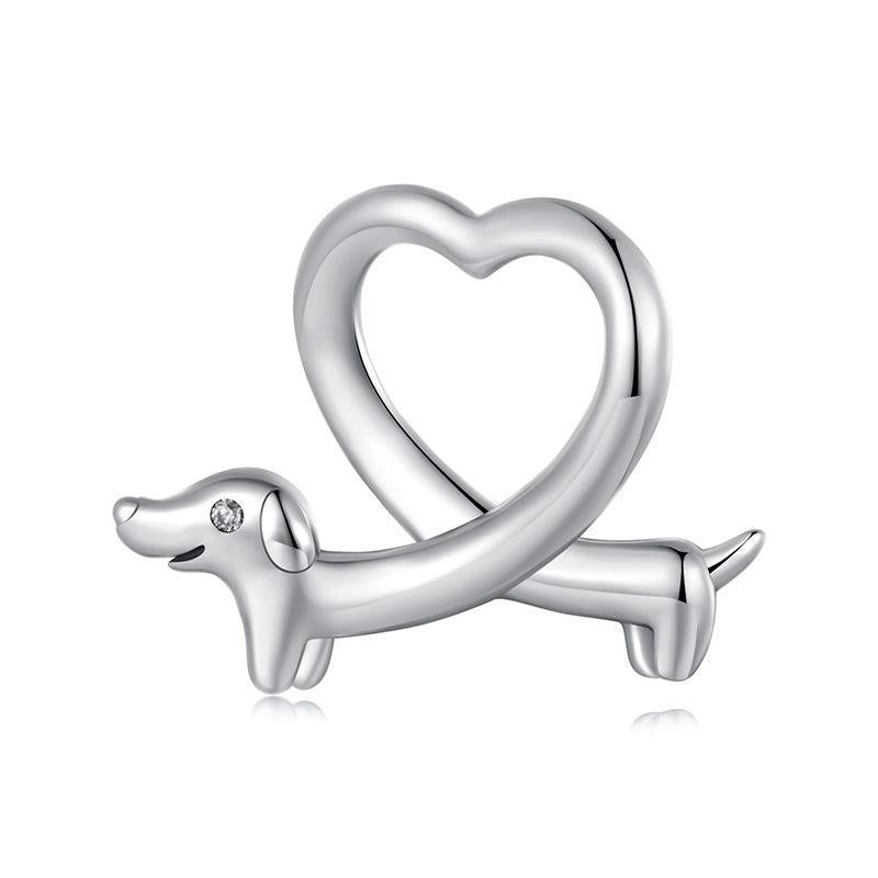925 Sterling Silver Dachshund Bead Animal Accessory
