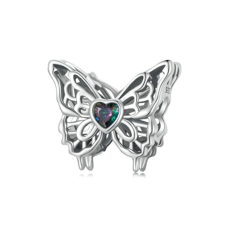 925 Sterling Silver Oxidized Butterfly Hollow Diy Beads