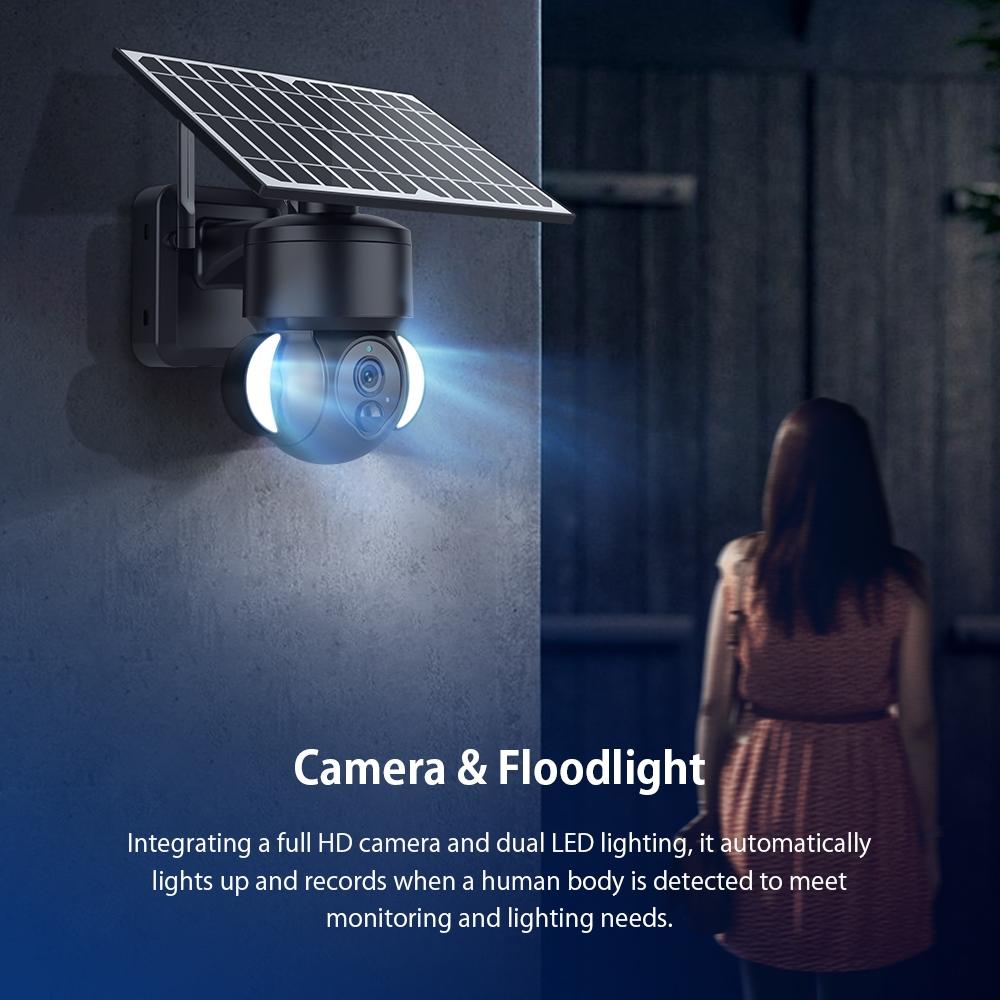 3Mp Solar Dome 4G Camera With Waterproof Ip66 Two-Way Audio Pir Motion Detection And Night Vision - Black