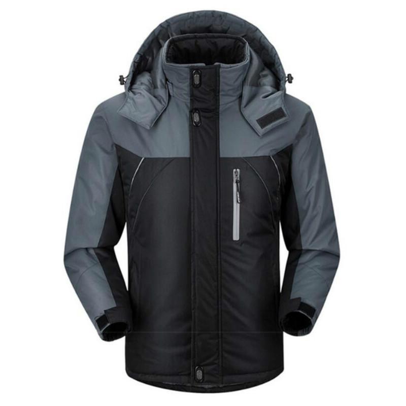 Men Winter Thick Fleece Waterproof Outwear Down Jackets Coats - Size Xxl - Black