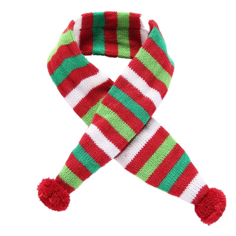 Dog Scarf Christmas Pet Accessories Winter Warmth Pet Scarf - Size M Red And Green Stripes