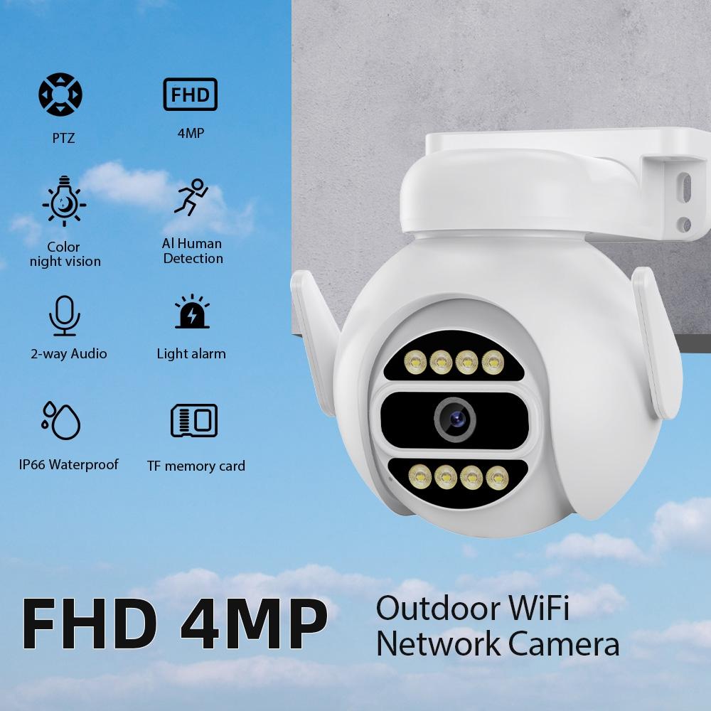Smart Wifi Surveillance Camera With Dual-Light Night Vision And Two-Way Audio - White