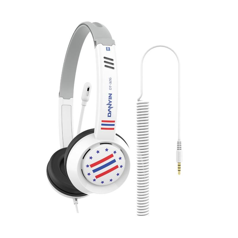Kids' Headset With Mic 1.8M Cable Star Flag - White