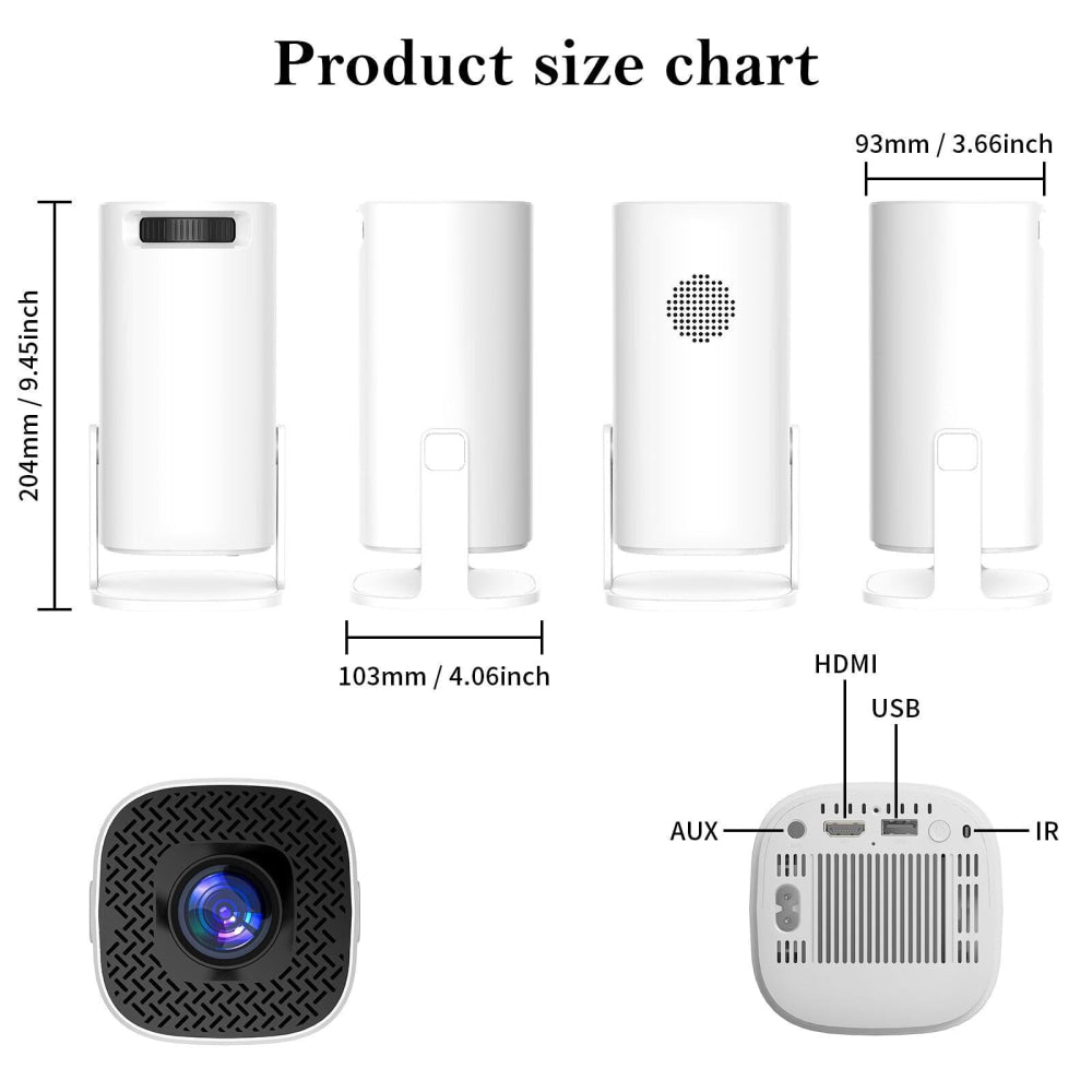 Portable Wifi Projector With Android 11 Os And Hd Display