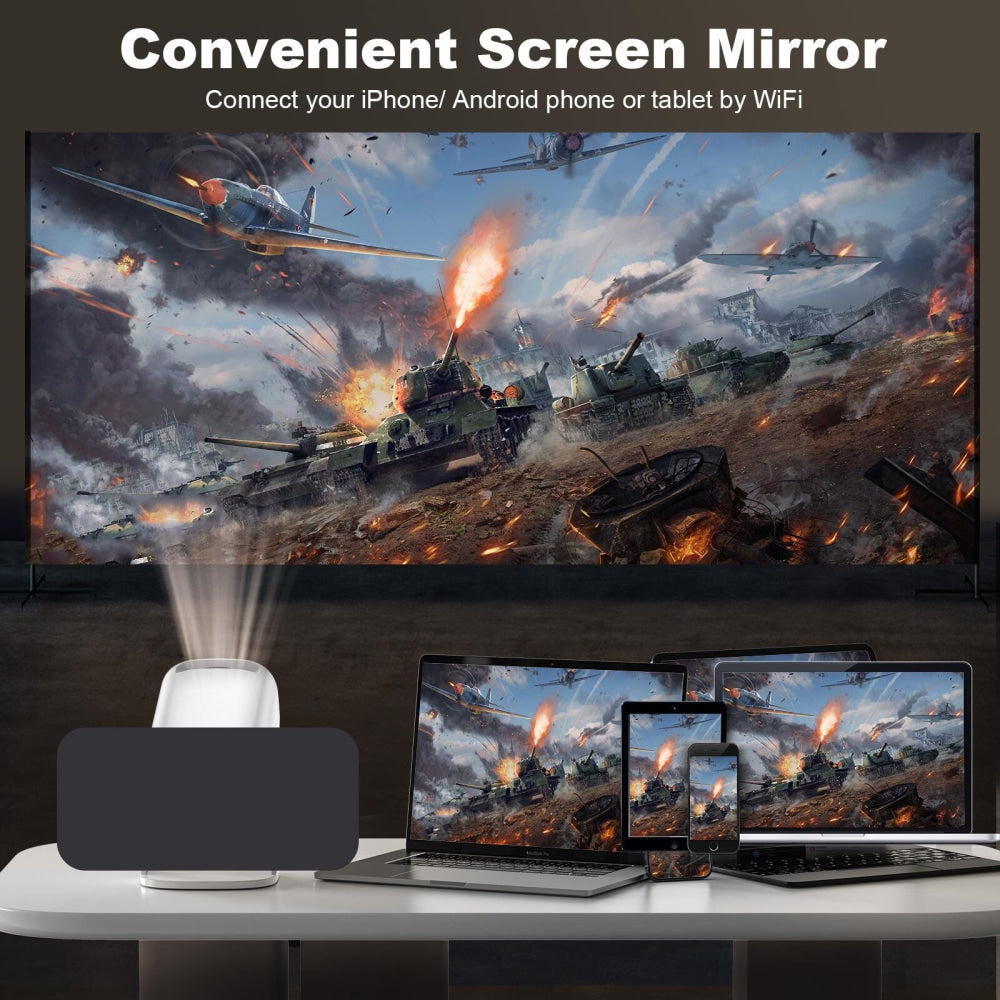 Portable Wifi Projector With Android 11 Os And Hd Display