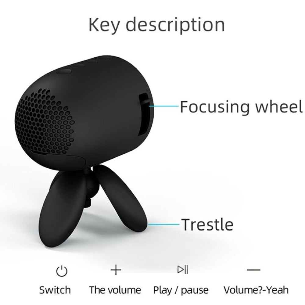 Portable Children'S Projector With Speaker - Yg220 - Black