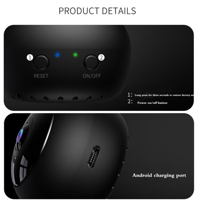 Small Wireless Security Camera With Night Vision - 1080P 5Ghz Remote - Matte Black