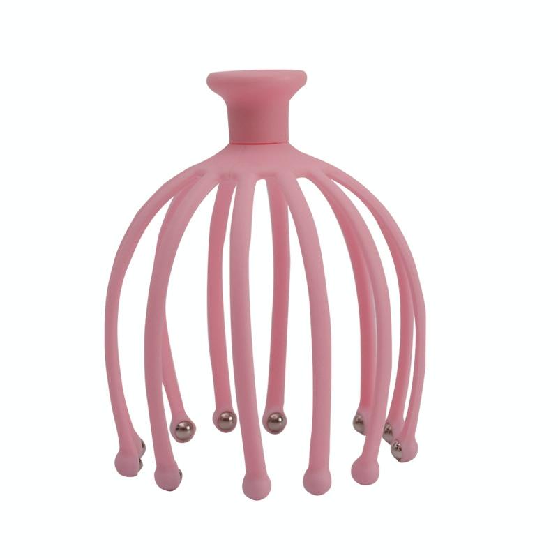 Rotating Octopus Head Massager Relaxing Ball Tool - Pink
