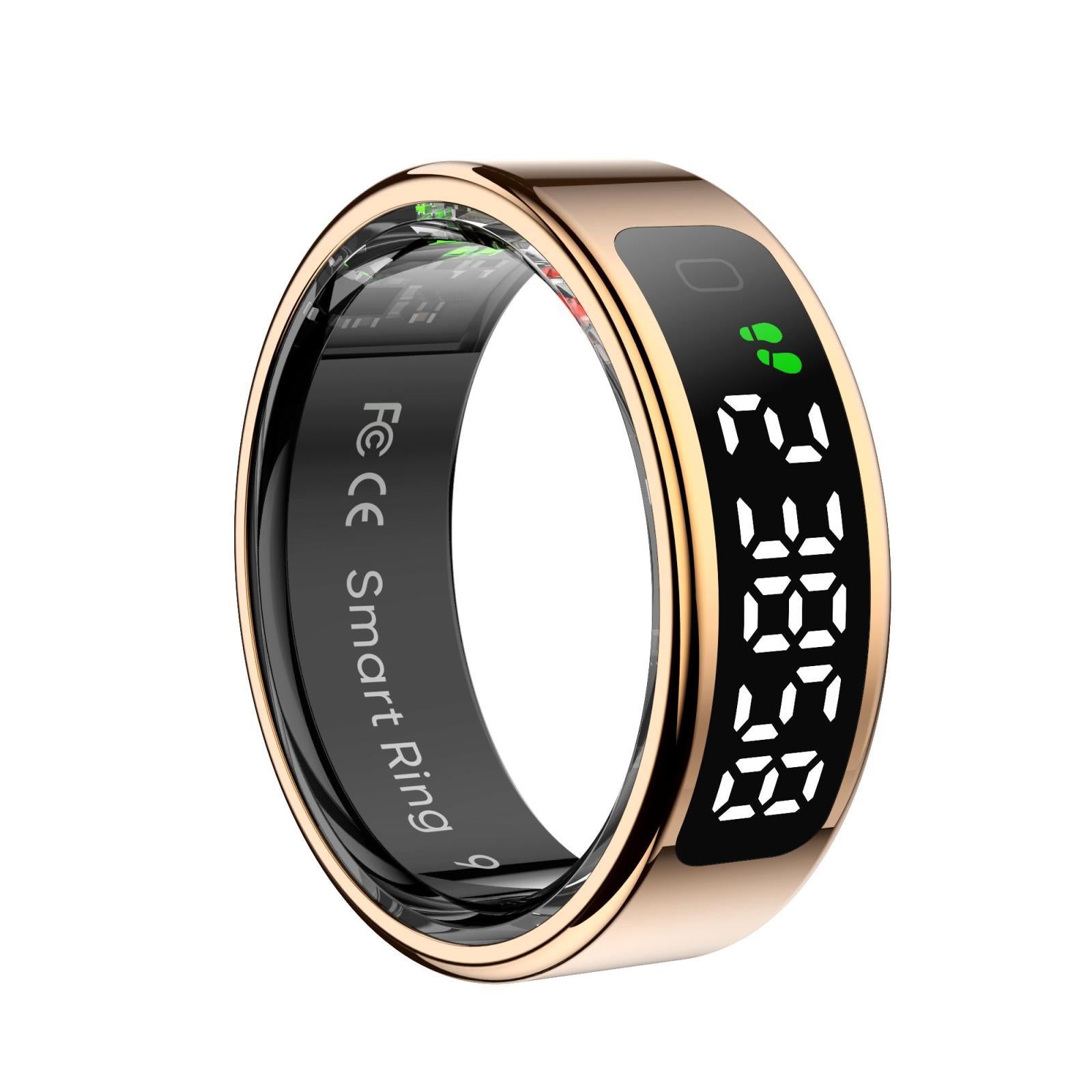Smart Ring Heart Rate Blood Oxygen Sleep Sports Size 8 - Gold