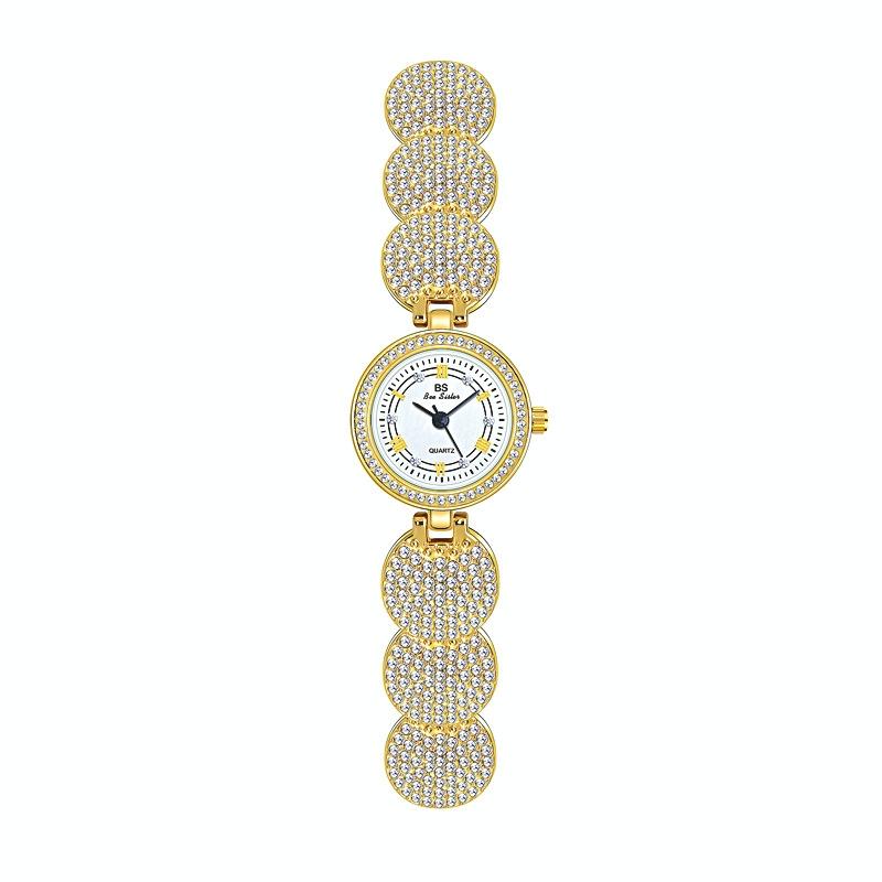Diamond-inlaid Women Chain Watch - Elegant Accessory - Silver