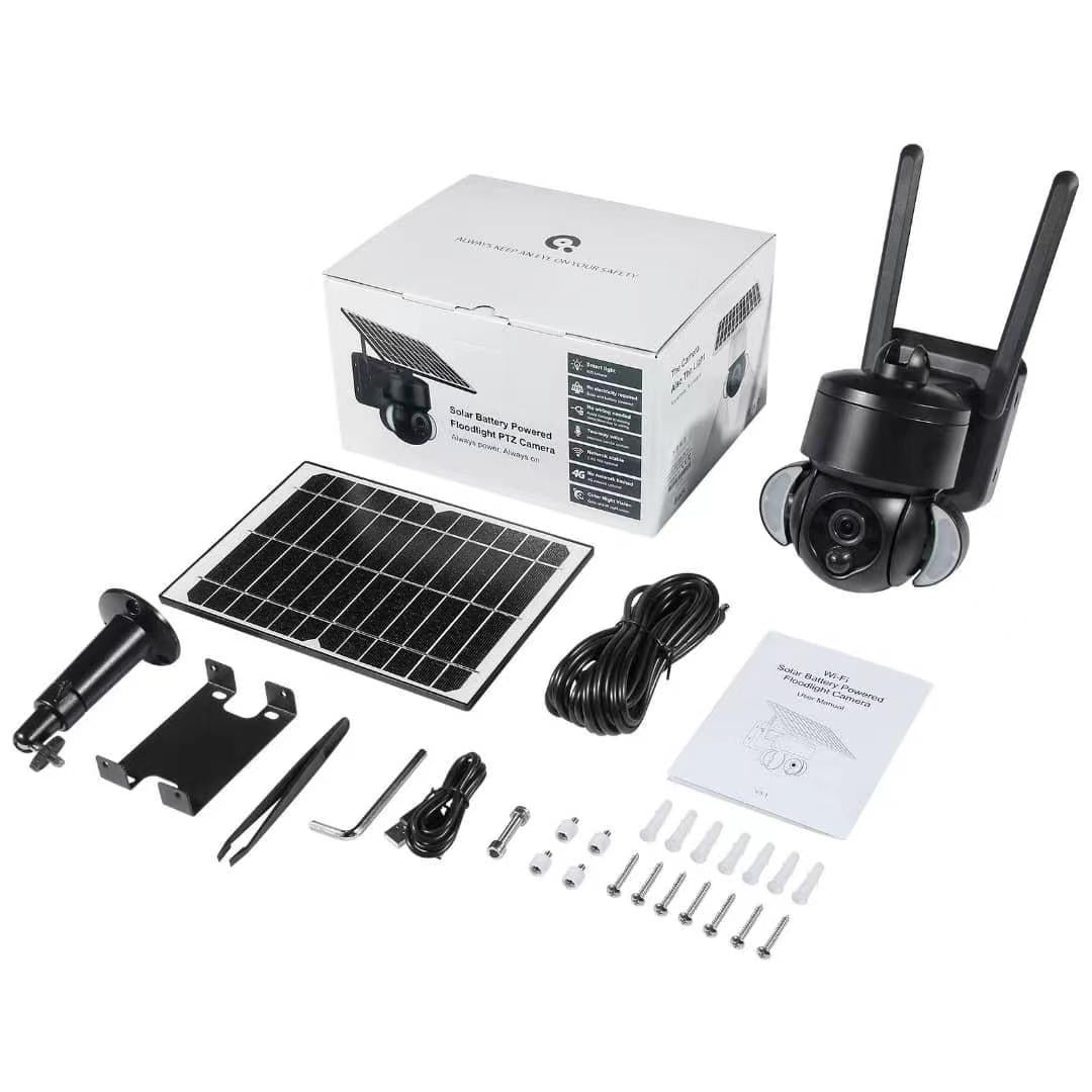 3Mp Solar Dome 4G Camera With Waterproof Ip66 Two-Way Audio Pir Motion Detection And Night Vision - White